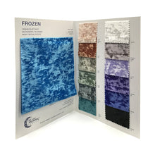 Load image into Gallery viewer, The inside spread of the color card for Frozen Crushed Stretch Velvet.
