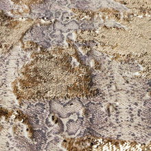 Load image into Gallery viewer, Snake Skin/Gold Printed Flip Sequin