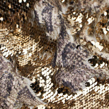 Load image into Gallery viewer, Snake Skin/Gold Printed Flip Sequin