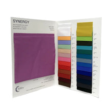 Load image into Gallery viewer, The inside spread of the color card for Synergy Polyester Lycra.